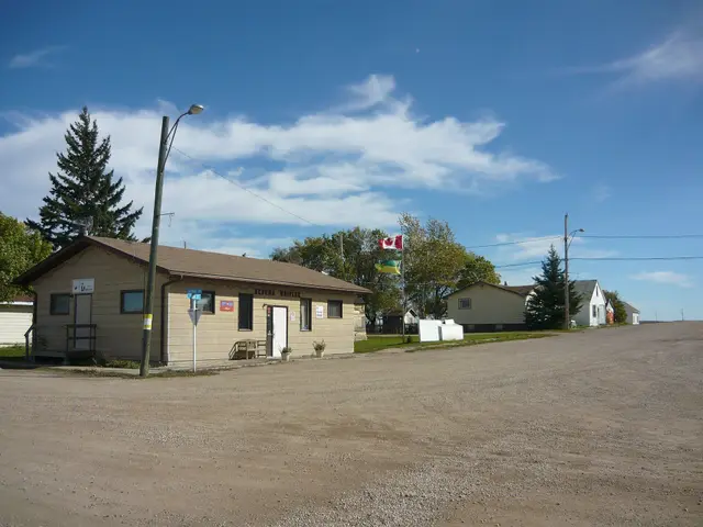 Main Street and the Uniplex (library and post office)